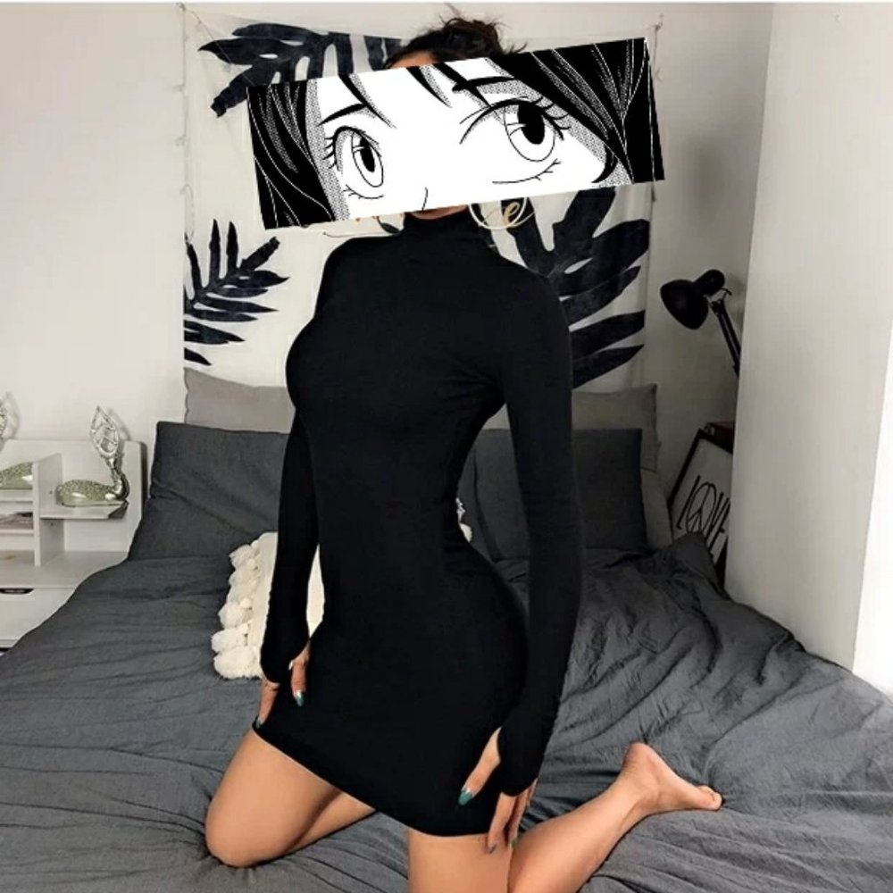 Black Long Sleve Tank Dress